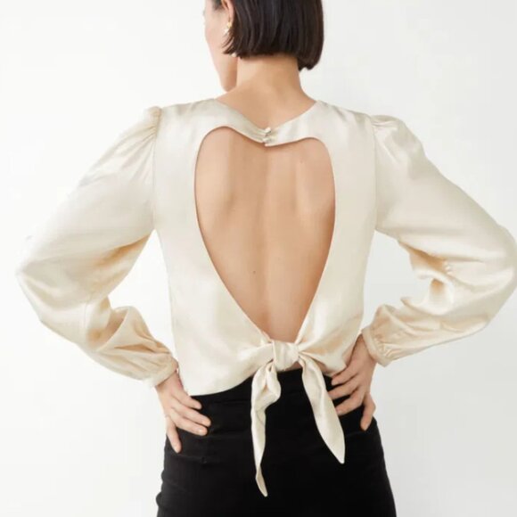 & Other Stories Open Back Satin Blouse Size 38 - Picture 1 of 6